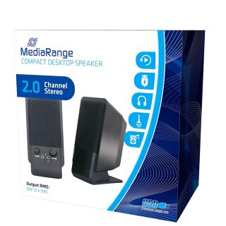 Mediarange USB 2.0 Lautsprecher Box Boxen schwarz Design Gamer Gaming Aux Klinke 3,5mm