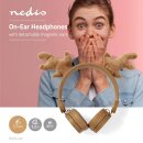 Kabelgebundene Kopfhörer | 1,2 m rundes Kabel | On-Ear | Abnehmbare magnetische Ohren | Rudy Reindeer | Braun