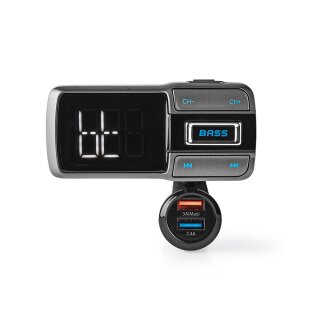 Auto-UKW-Sender | Bluetooth® | Bass Boost | MicroSD-Kartensteckplatz | Freisprechfunktion | Sprachsteuerung | 3,0 A/2,4 A