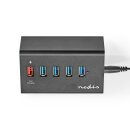 5 Port USB 3.0 Hub QC3.0 / USB 3.2 Verteiler Weiche Aktiv mit Netzteil 5Gbps Highspeed