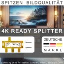 3-fach Antennen-verteiler F-Stecker DC-Durchlass TV Kabelfernsehen Splitter HD 3D 4K digital SAT Weiche