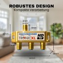 3-fach Antennen-verteiler F-Stecker DC-Durchlass TV Kabelfernsehen Splitter HD 3D 4K digital SAT Weiche