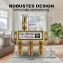 3-Fach Gold Koaxverteiler Antennenverteiler Verteiler Koax Buchse TV Splitter Adapter