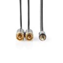 Highend Stereo-Audiokabel | 3,5-mm-Stecker – 2x Cinch-Stecker | Stahlgrau | Verstärktes Kabel