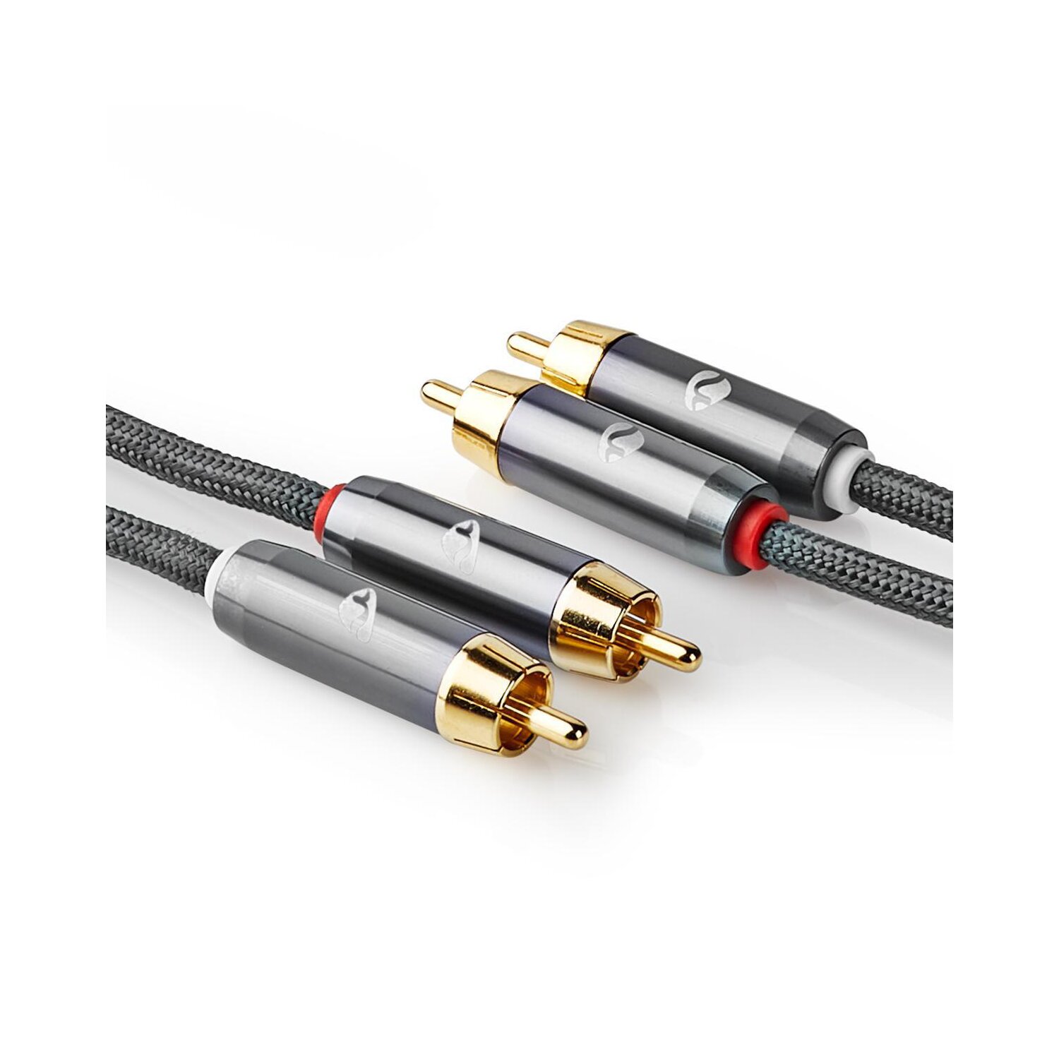 InLine Cinch Kabel 2m - Audio Kabel Stecker/Stecker Weiß/gold Vergoldet