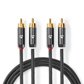 1m HD Audio 24k vergoldet Cinchkabel Stereo 2x Cinch RCA Chinch Stecker