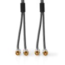 1m HD Audio 24k vergoldet Cinchkabel Stereo 2x Cinch RCA...