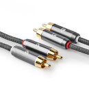 1m HD Audio 24k vergoldet Cinchkabel Stereo 2x Cinch RCA Chinch Stecker