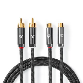 5m Highend OFC Cinchkabel Cinch RCA Chinch Kabel Stereo 2 x Stecker Vollmetall 24k vergoldet Audio