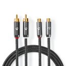 5m Highend OFC Cinchkabel Cinch RCA Chinch Kabel Stereo 2 x Stecker Vollmetall 24k vergoldet Audio