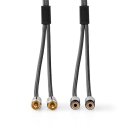 5m Highend OFC Cinchkabel Cinch RCA Chinch Kabel Stereo 2 x Stecker Vollmetall 24k vergoldet Audio