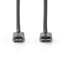 1m 4K 60Hz Highend HDMI-Kabel mit Ethernet Vollmetall Stecker Baumwollstoff Nylon Kabel