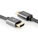 2m 4K 60Hz Highend Alu HDMI-Kabel mit Ethernet Profi Stecker Baumwollstoff Nylon Kabel