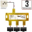 3-Fach IEC GOLD Sat Splitter Verteiler Antennenverteiler...