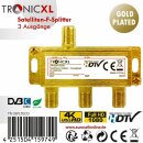 3-Fach IEC GOLD Sat Splitter Verteiler Antennenverteiler 3fach TV Kabel Adapter Kabelfernsehen Koax