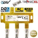 3fach gold Breitband Kabel Verteiler 3-Fach TV Sat Splitter BK CATV