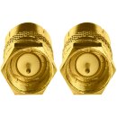 2 Stück Premium Koax Adapter Coax IEC Buchse F-Stecker TV HD 3D 4K vergoldet