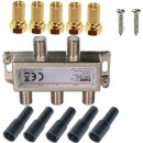 4-fach Antennenverteiler + Wetterschutz + F-Stecker BK SAT Splitter Verteilter HDTV