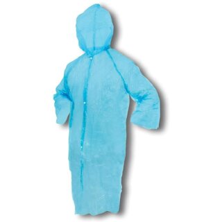 100 STÜCK Overall Besuchermantel Folienoverall Einweg Schürzen Einwegschürzen Metzger Plastik Maler/Küche/Bistro/Fleischer/Schlachter Einmal Einmalschürze Kunststoff Kittel (blau)