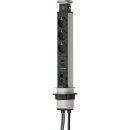 Einbau Steckdosenleiste Schreibtisch versenkbar 3fach + 2x CAT6 RJ45 + 2x USB