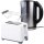 Frühstück Set 2 Schlitz Toaster mit Krümelschublade + 1,7L Wasserkocher weiss weiß Frühstücks Kit