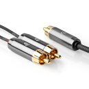 Ultra Highend Subwoofer-Kabel Cinch Stecker an 2x Cinch Stecker 3m RCA Chinch vergoldet