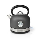 1,7 Liter Wasserkocher Retro Vintage mit Thermometer grau...