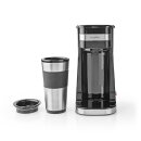 1 Tassen Kaffeemaschine mit Thermobecher 0,42l Mini Filterkaffeemaschine + Dauerfilter silber