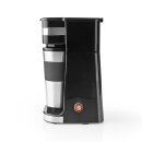 1 Tassen Kaffeemaschine mit Thermobecher 0,42l Mini Filterkaffeemaschine + Dauerfilter silber