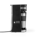 1 Tassen Kaffeemaschine mit Thermobecher 0,42l Mini Filterkaffeemaschine + Dauerfilter silber