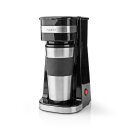 1 Tassen Kaffeemaschine mit Thermobecher 0,42l Mini Filterkaffeemaschine + Dauerfilter silber