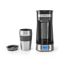 1-Tassen-Kaffeemaschine mit Timer Edelstahl silber + schwarz Thermosbecher Thermoskanne