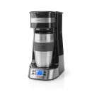 1-Tassen-Kaffeemaschine mit Timer Edelstahl silber + schwarz Thermosbecher Thermoskanne