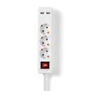 3-fach Steckdosenleiste + 2x USB Port 1,6m weiß...