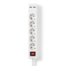 5-fach Schuko Steckdosenleiste + 2x USB Ports mit Ein /...