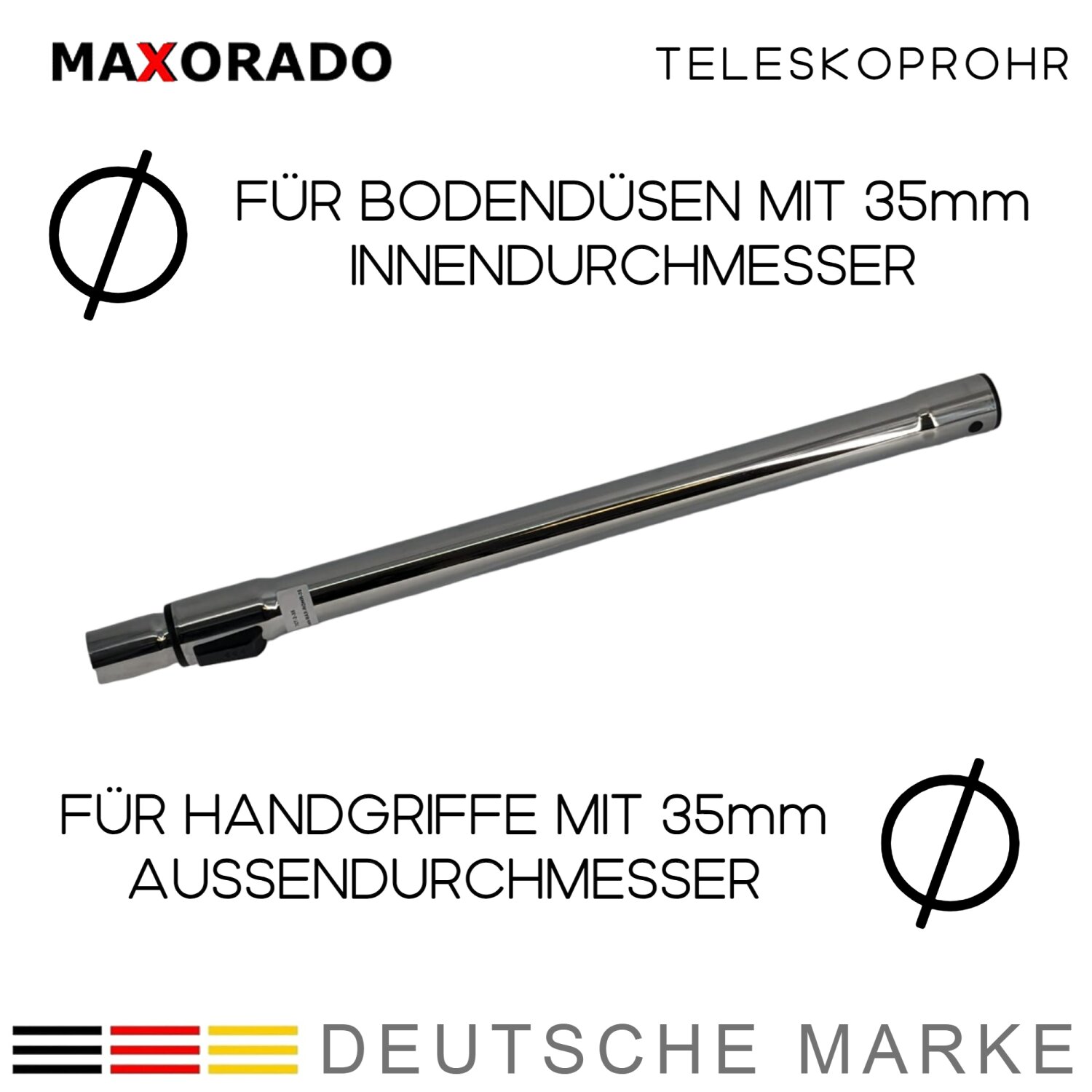 Maxorado Teleskoprohr Für Bosch/Siemens Staubsauger – Ersatzrohr, Verchromt, Ca. 985 Mm
