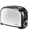 Toaster mit Brötchenaufsatz Edelstahl Schwarz Auftau und Aufback Funktion
