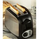 Toaster mit Brötchenaufsatz Edelstahl Schwarz Auftau und Aufback Funktion