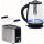 Set Toaster mit Brötchen-Aufsatz + Wasserkocher Temperatur einstellbar + Tee-Sieb Tee-Kocher