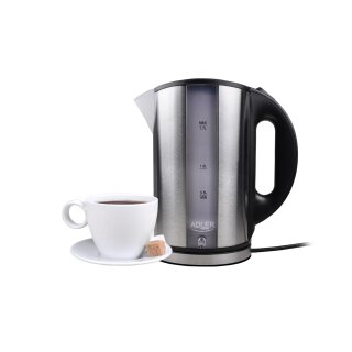 Groer Wasserkocher Edelstahl - 1,7 l Liter - 2000W - Edelstahlkessel Auto-off & Trockenlaufschutz