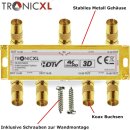 Antennenverteiler 6-fach gold Koax Sat Splitter TV...