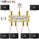 Antennenverteiler 6-fach gold Koax Sat Splitter TV Kabelfernsehen Coax Verteiler