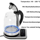 2 Schlitz Toaster + 1,7 L Wasserkocher mit Temperaturwahl 40 bis 100 ° C + Edelstahl + Glas + Digital Display