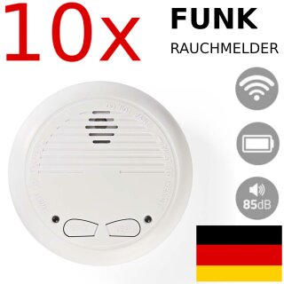 10 Stück Funkrauchmelder Funk Rauchmelder EN14604 Wireless Feuer Melder
