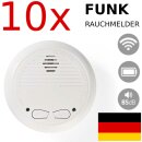 10 Stück Funkrauchmelder Funk Rauchmelder + Magnet-Halterung Wireless Feuer Melder