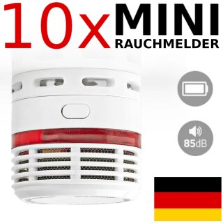 10 Stück Mini Rauchmelder Feuermelder Alarm Sirene 10 Jahre Batterie Jahres