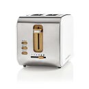 Retro Frühstücksset Toaster Wasserkocher Holz Design Edelstahl weiß silber