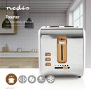 Retro Frühstücksset Toaster Wasserkocher Holz Design Edelstahl weiß silber