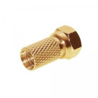 F-Stecker 6,7mm gold vergoldet mit großer Mutter Sat TV Kabel