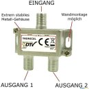 Sat Verstärker mit 2-Fach Antennenverteiler Splitter 3D 4K HDTV